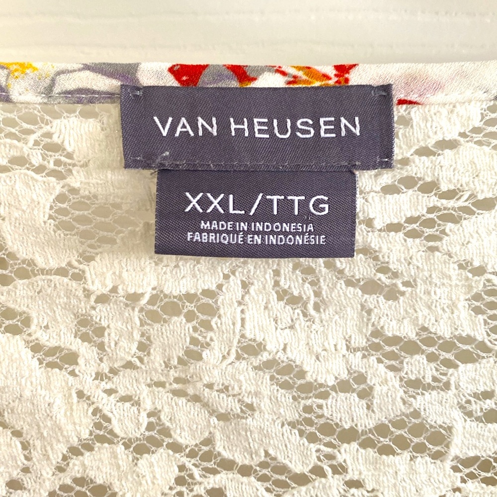 Van Heusen Lightweight Long Sleeve Lace Floral Cream White Blouse Shirt Top - Picture 2 of 10